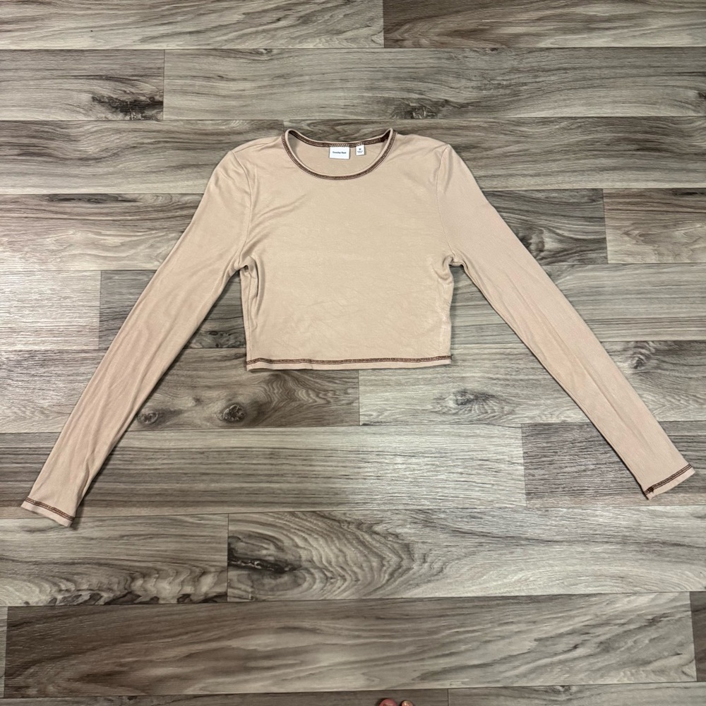 Aritzia Sunday Best Bliss Cropped Long Sleeve Shirt Size Medium
